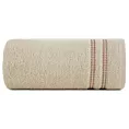 Ręcznik do rąk 30x50 cm bawełniany kolor beżowy z subtelną bordiurą w paseczki 500 g/m2 ALLY