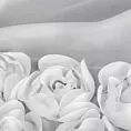 Firana biała z szyfonu zdobiona aplikacją 3D w róże 350x250 cm przelotka - ROSES - Eva Minge