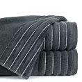 Ręcznik kąpielowy 50x90 cm kolor stalowy zdobiony prążkami z błyszczącej nici 500 g/m2 LUNARI