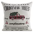 Poszewka na poduszkę świąteczna 45x45 cm kremowo, czarna zdobiona motywemm auta z choinką