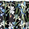 Zasłona czarno, niebieska w kwiaty irysów 140x250 cm przelotka - MAJA