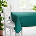 Obrus szyty ciemnozielony z miękkiej półmatowej tkaniny welwetowej
