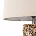 Lampa stołowa do pokoju brązowo, beżowa AMY na ażurowej podstawie wyplatanej z wikliny
