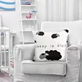Poszewka na poduszkę 45x45 cm welwetowa, biało czarna z motywem baranków KIDS 5 DESIGN 91