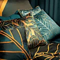 LIMITED COLLECTION poszewka LILI 1 z miękkiego welwetu ze złotym motywem liści