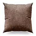 Poszewka szyta brązowa z miękkiej tkaniny szenilowej typu dimout o naturalnym splocie