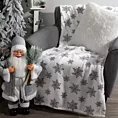 Koc 150x200 cm biało, srebrny zdobiony uroczymi śnieżynkami BLINK 1