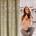 Zasłona beżowa z wytłaczanym wzorem, welwetowa 140x250 cm przelotka - ARETA