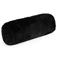 Poduszka wałek 15x45 cm czarna z miękkiej futrzanej tkaniny  NINA