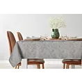 Bieżnik na stół srebrno, biały 40x140 cm ISLA z żakardowym wzorem liści bananowca
