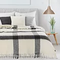 Koc 130x170 cm czarno, kremowy z efektem ombre i frędzlami MOHER