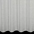 Tkanina firanowa matowa, półprzezroczysta z błyszczącymi pionowymi paseczkami, wykończona szwem obciążającym