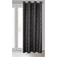 Zasłona czarna ze srebrnym geometrycznym nadrukiem 140x250 cm przelotka EVI