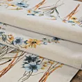 Bieżnik na stół naturalno, jasnoniebieski 40x100 cm z grubszej tkaniny gobelinowej z nicią szenilową z motywem polnych kwiatów