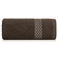 Ręcznik do rąk 30x50 cm bawełniany kolor brązowy z przeplataną bordiurą 500 g/m2 RIVA