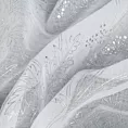 Dekoracja okienna biało, srebrzysta z etaminy zdobiona błyszczącym nadrukiem roślinnym 140x250 cm przelotka - JUNI