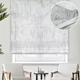 Roleta rzymska biała z tkaniny batystowej z motywem przecierki