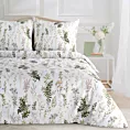 Pościel 160x200 cm bawełniana kolor biały, ciemnozielony z wzorem roślinnym VANESS