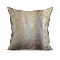 Poszewka szyta jasnoszaro złocista z grubej welwetowej tkaniny w elegancki połyskujący wzór