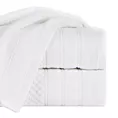 Ręcznik do rąk 30x50 cm bawełniany kolor biały z ozdobną bordiurą w paseczki 500 g/m2 ADORE