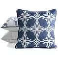 Poszewka na poduszkę 45x45 cm welwetowa granatowo, biała z geometrycznym nadrukiem VELVET 201