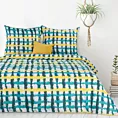 Pościel 220x200 cm bawełniana kolor turkusowy, żółty z motywem kraty IDA Design 91