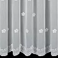 Firana szyta na taśmie 5 cm LEYA biało srebrna z matowej tkaniny haftowanej w drobny kwiatowy wzór z ażurem