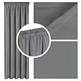 Zasłona szara z tkaniny welurowej 420x260 cm tunel Dora