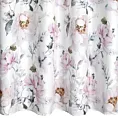 Zasłona biało, różowa zdobiona nadrukiem kwiatów 140x250 cm przelotka ROSELIN