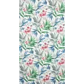 Zasłona biało, zielona w kwiaty 140x250 cm przelotka JANETE