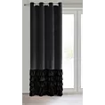 Zasłona welwetowa czarna zdobiona falbanami 140x250 cm przelotka - DANI