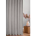 Zasłona szyta na taśmie 8 cm srebrna z miękkiej tkaniny welwetowej z efektem kreszowania, wykończona obciążnikiem