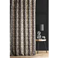 Zasłona szyta na taśmie 5 cm ANKARA czarno złocista elegancka z pasami ornamentowego wzoru i połyskliwą nicią lureksową