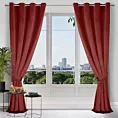Zasłona bordowa z matowego welwetu z upinaczem 140x270 cm przelotka - CARMEN
