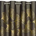 Zasłona brązowa ze złotym wzorem liści ginko, zaciemniająca 140x250 cm przelotka - HARMONY