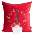 Poszewka na poduszkę świąteczna 45x45 cm czerwono, biała zdobiona aplikacja skrzata