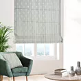 Roleta rzymska kremowo srebrna z tkaniny w elegancki geometryczny wzór z błyszczącą nicią