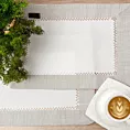 Komplet serwet 4 szt biało, srebrny 30x40 cm EMMA z mereżką i ozdobną listwą 4 szt
