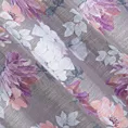 Zasłona srebrno, różowa w kwiaty z etaminy 140x250 cm przelotka - SHERRY
