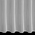 Firana szyta na taśmie 5 cm biało srebrna tkanina w cienkie pionowe pasy, zdobione połyskującą nicią w srebrnym kolorze, wykończona obciążnikiem