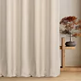 Zasłona szyta na taśmie 5 cm jasnobeżowa o naturalnym charakterze, z widocznym, ozdobnym splotem