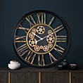 Dekoracyjny zegar ścienny w stylu vintage z ruchomymi kołami zębatymi