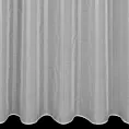 Firana szyta na taśmie 5 cm kremowo srebrna z matowej etaminy w pionowe, błyszczące pasy, wykończona obciążnikiem