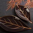 LIMITED COLLECTION Patera dekoracyjna ALISMA  brązowo-złota w kształcie liścia CIEPŁO BRĄZÓW