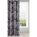 Zasłona welwetowa grafitowa z nadrukiem w stylu botanic 140x250 cm przelotka - NICOL