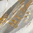 Firana biało, szampańska z etaminy z motywem roślinnym 140x250 cm przelotki - DELIA