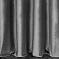 Zasłona szyta na taśmie 5 cm szara z tkaniny welwetowej w pionowe prążki, wykończona obciążnikiem