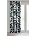 Zasłona biało, srebrna z nadrukiem kwiatów 140x270 cm przelotka - SAGI