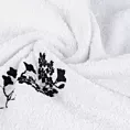 Zestaw ręczników bawełnianych na prezent 3 szt kolor biały, czarny z haftowanym motywem kwiatów 380g /m2 BLOSSOM