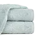 Ręcznik kąpielowy 50x90 cm bawełniany kolor miętowy zdobiony geometrycznym wzorem 500 g/m2 SENDI
